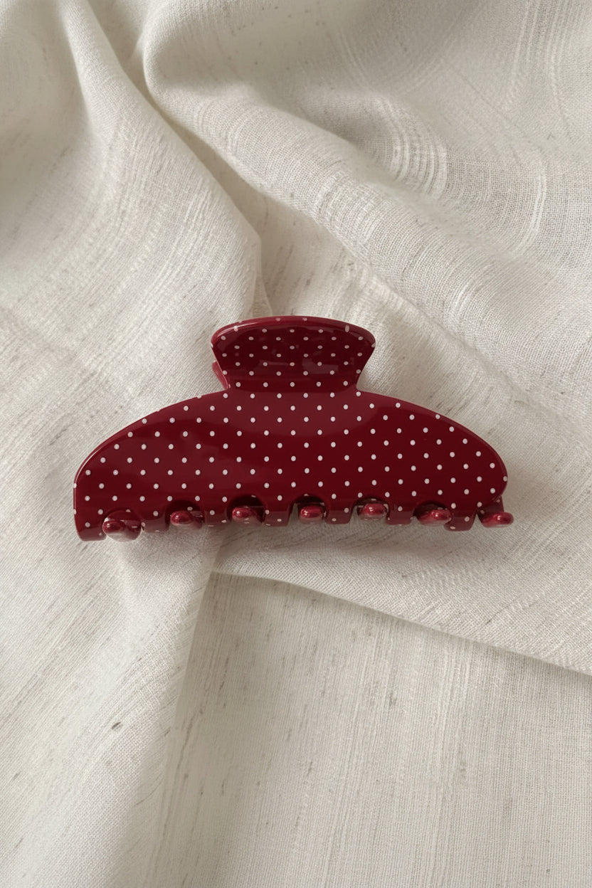 Polka Dot Hair Clip - Red