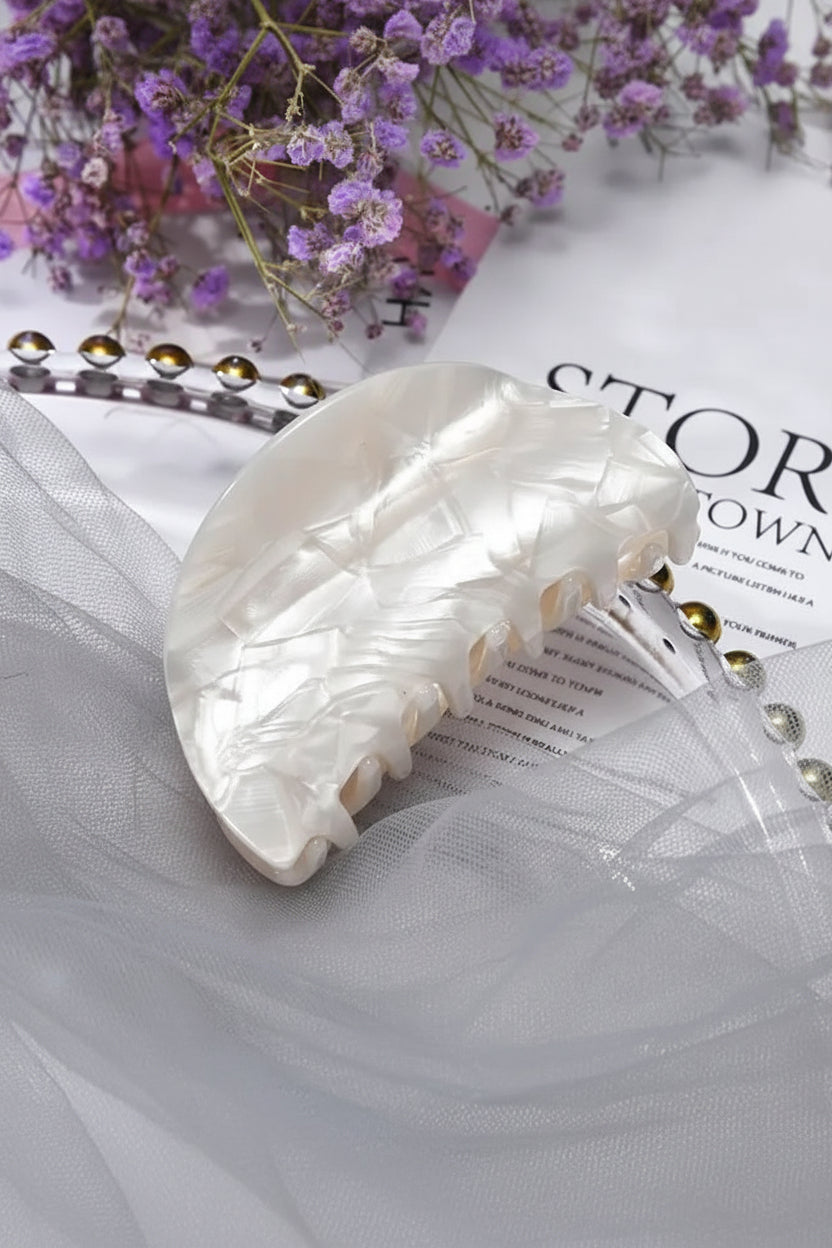 White Marble Claw Clip