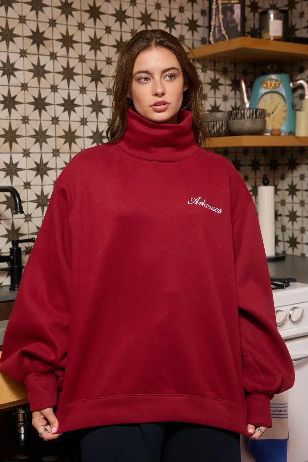 Arkansas Script Mock Neck Sweatshirt