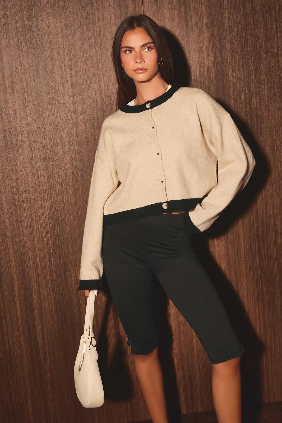 Colorblock Cardigan - Taupe