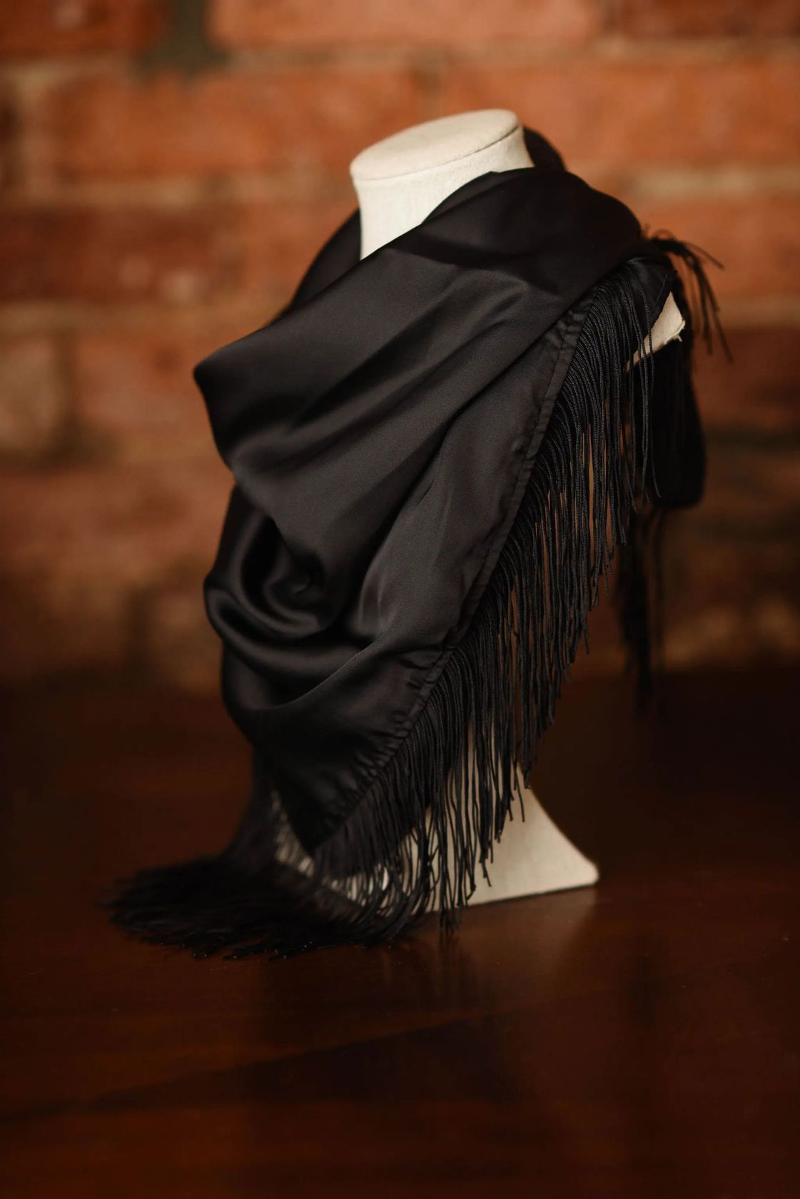 Solid Fringe Scarf - Black