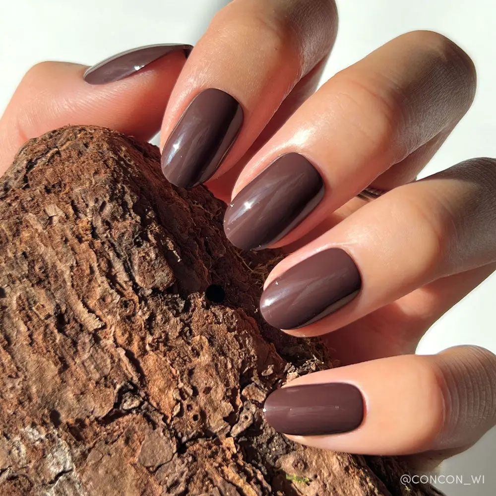 Glamnetic - Press-on Nails Short Round - Bark Brown