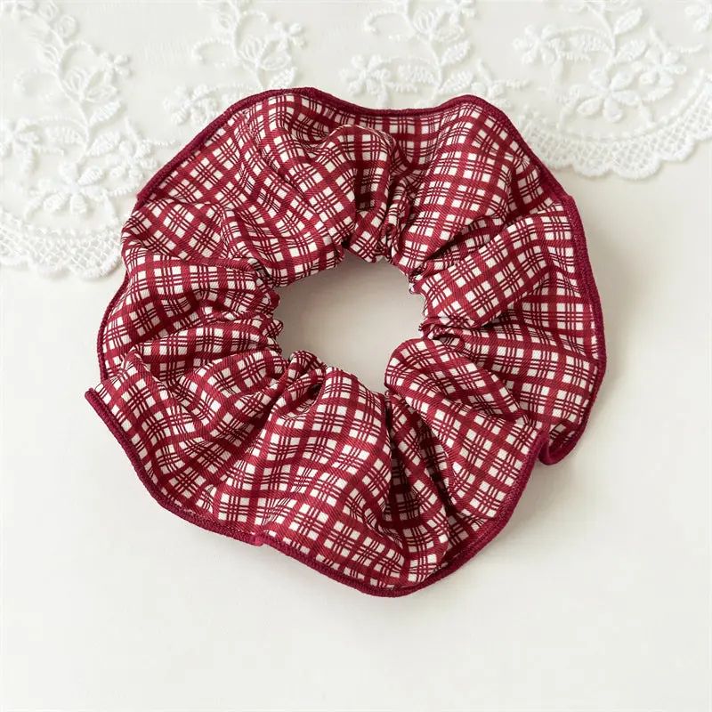 Plaid Scrunchie - Red and White