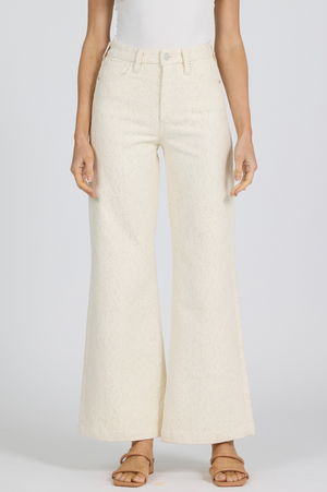 Fiona High Rise Wide Leg Jeans - Wheat Lace