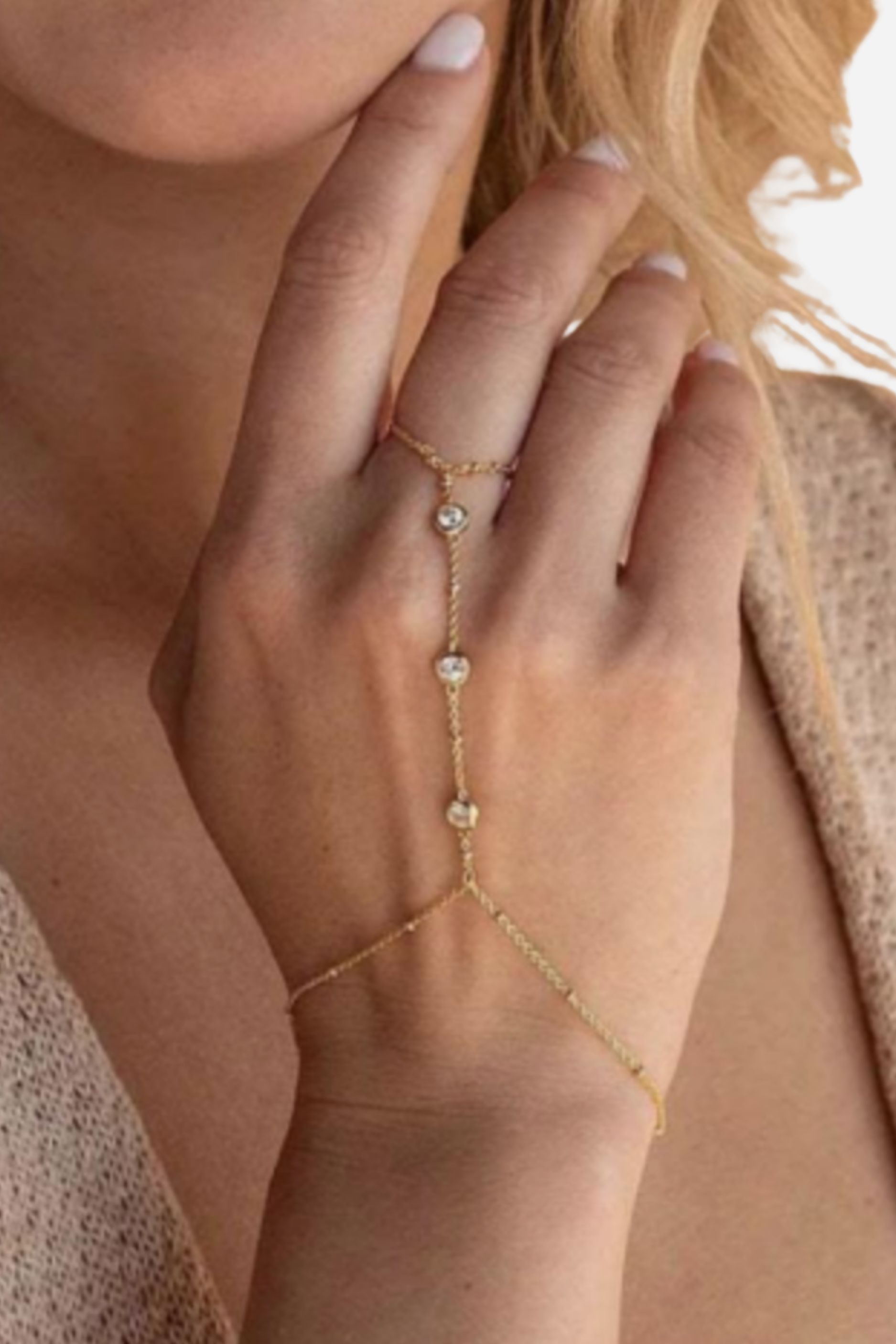 18K Diamond Hand Chain Bracelet