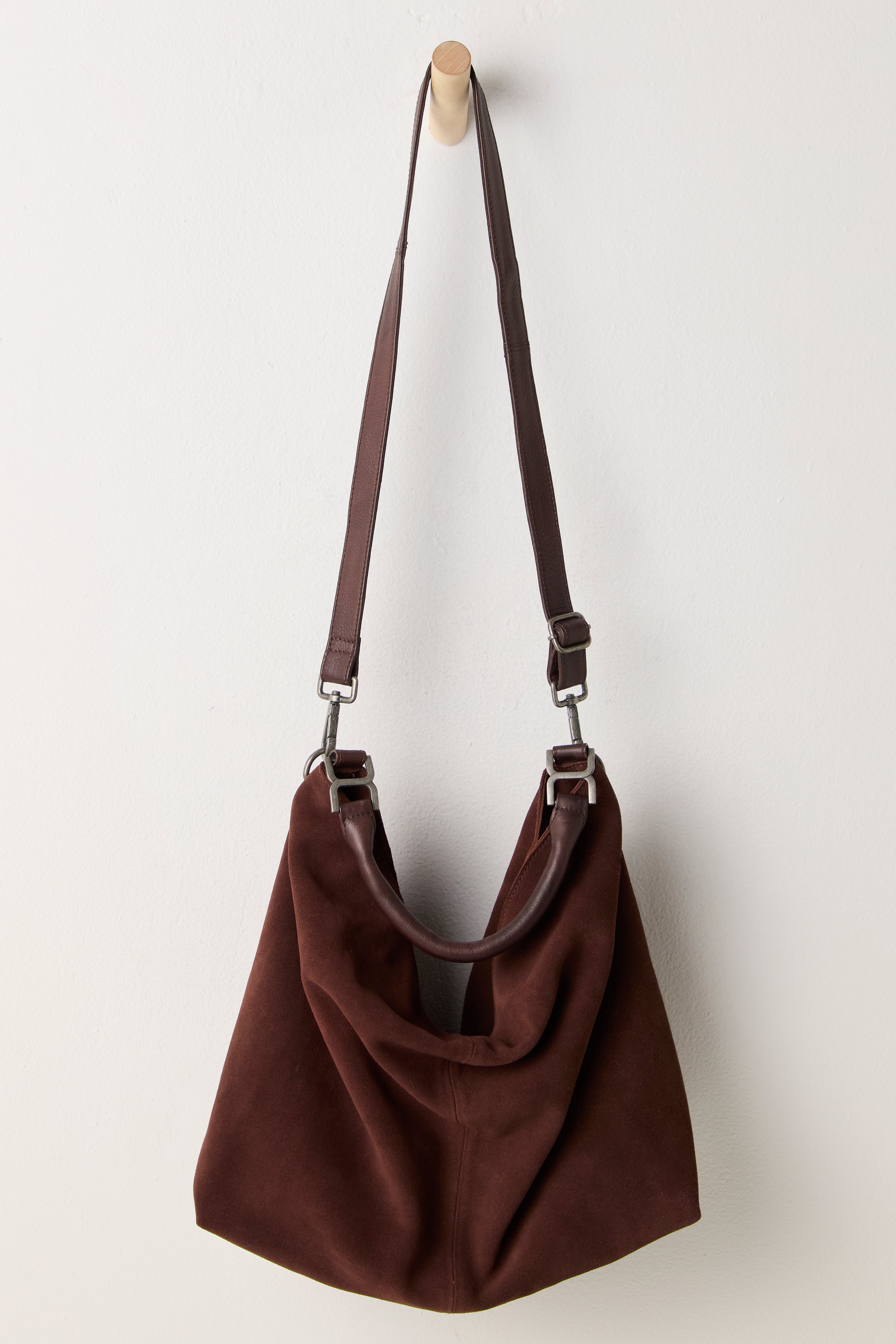 Free People Suzie Suede Slouch Tote - Espresso