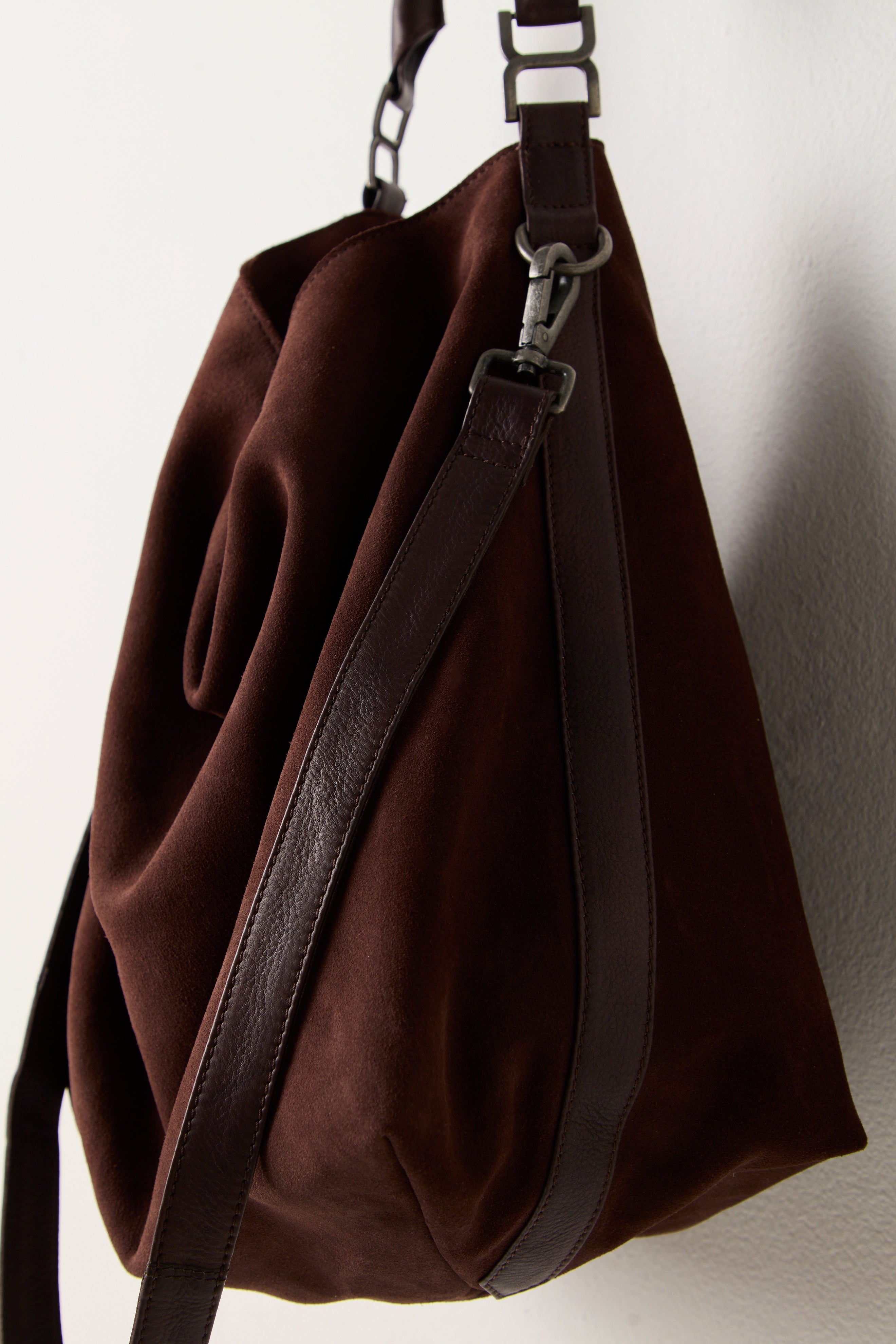 Free People Suzie Suede Slouch Tote - Espresso