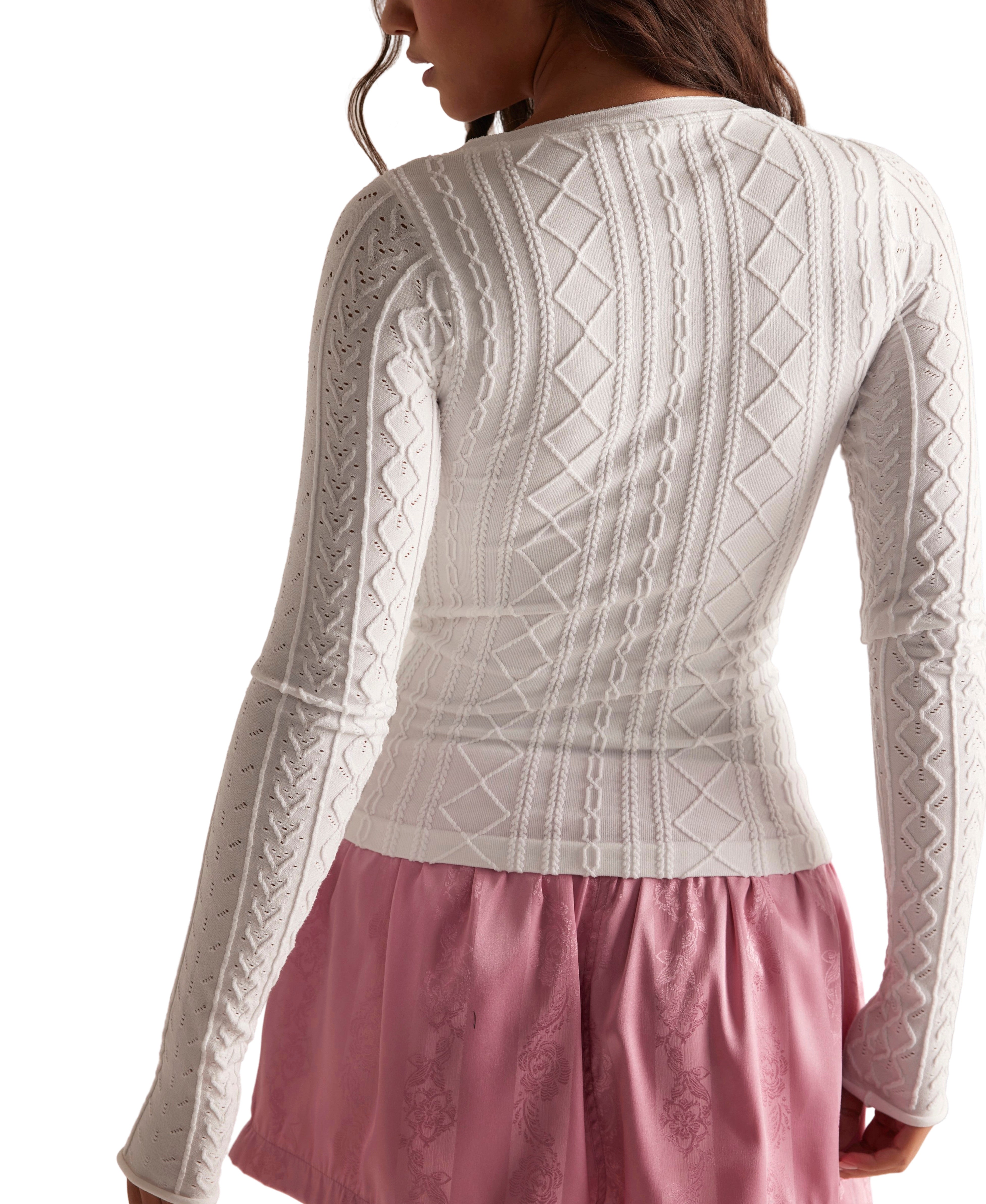Free People So Soft Seamless Modal Cable Top - Clean Ivory