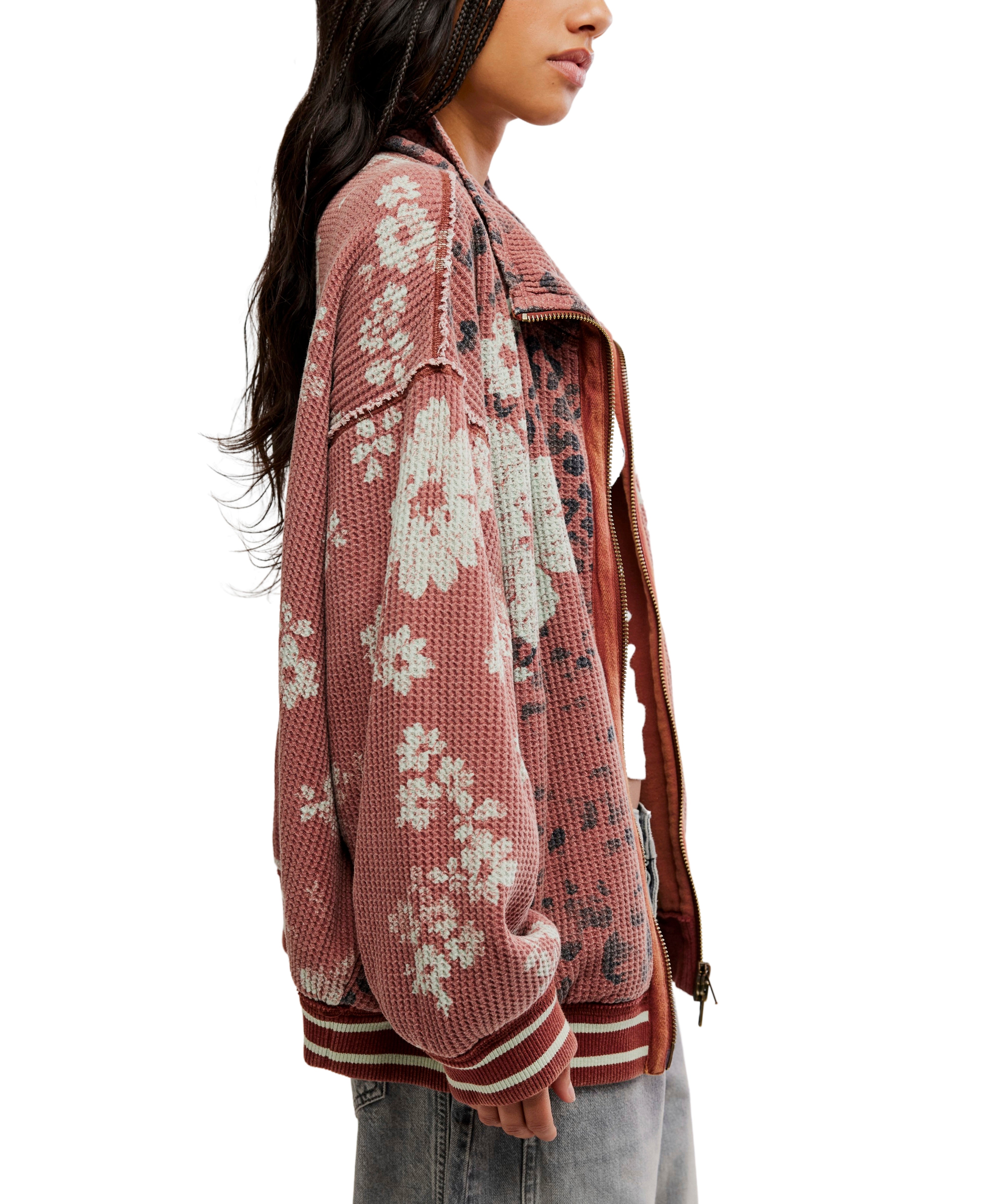 Free People Print Mix Cardigan - Whisper Pink Combo