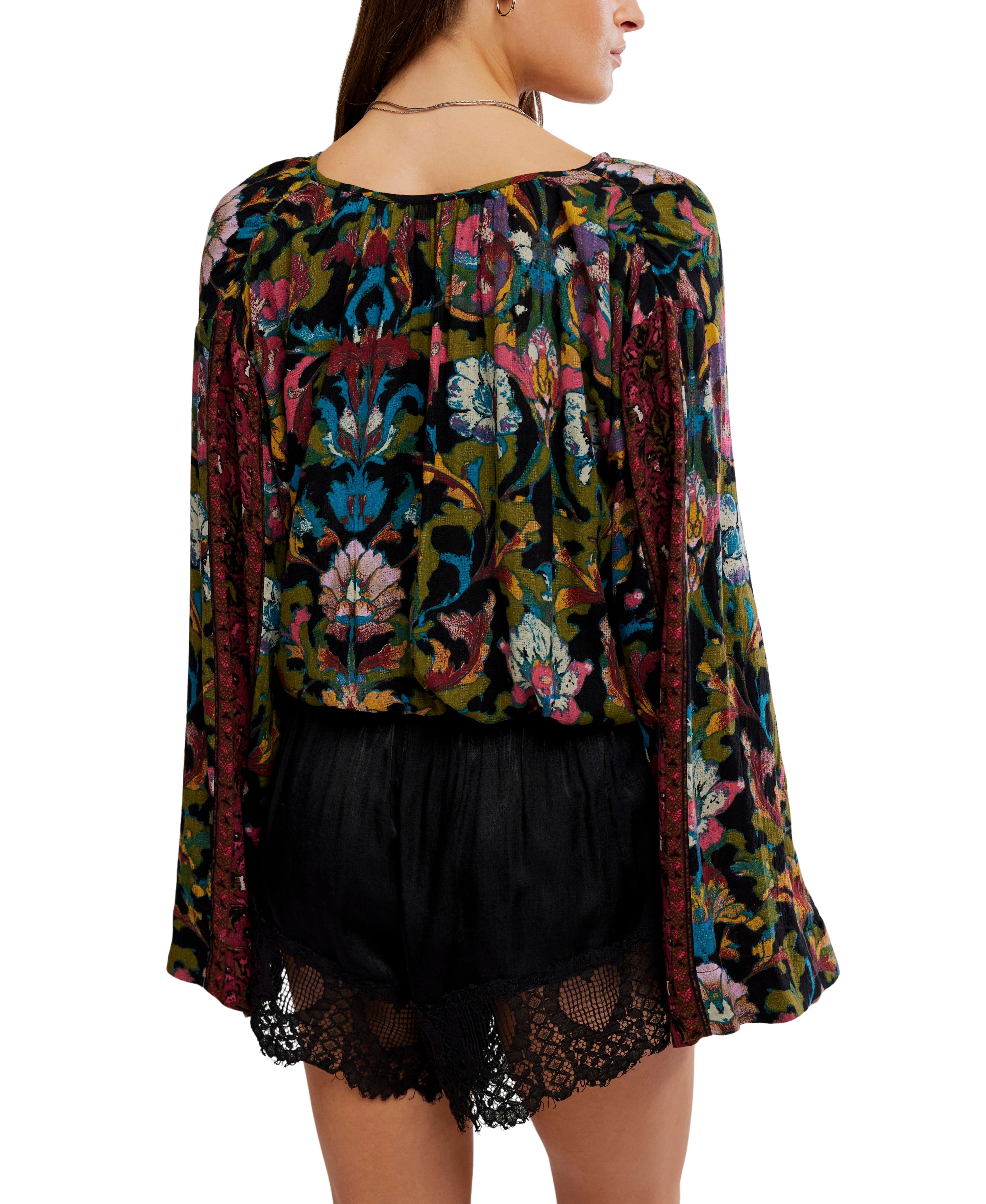 Free People Juliette Printed Blouse - Black Combo