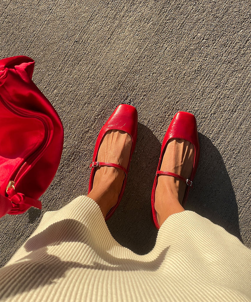 Dolce Vita Reyes Ballet Flats - Red Crinkle Patent