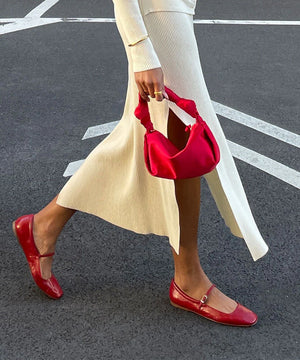 Dolce Vita Reyes Ballet Flats - Red Crinkle Patent