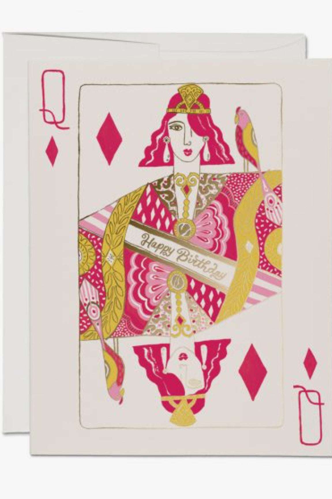 Red Cap Cards - Queen of Diamonds Birthday Card