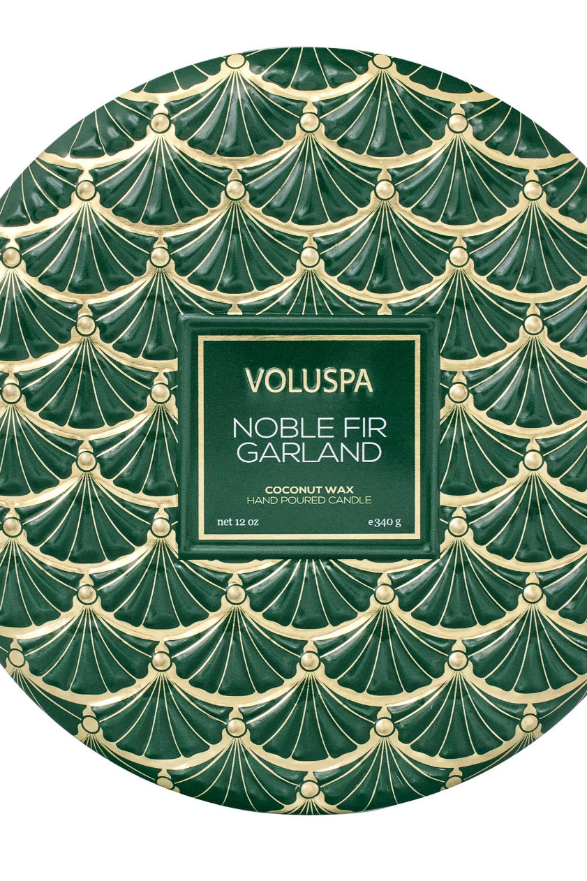 Voluspa 3 Wick Tin Candle - Noble Fir Garland