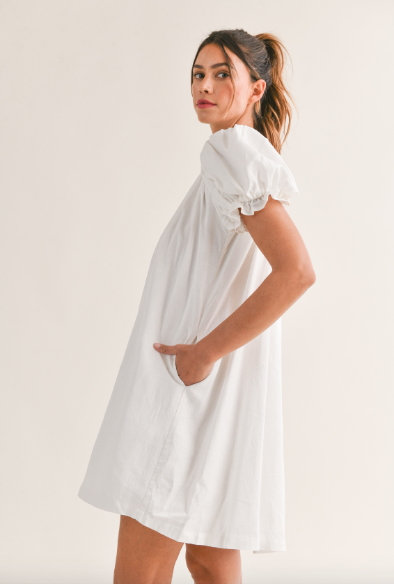 Linen One Shoulder Mini Dress