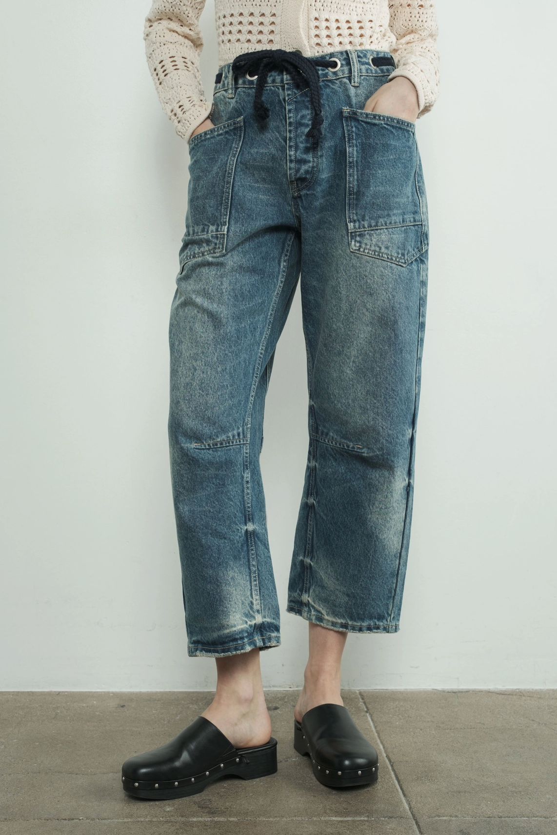 Barrel Denim Pants - Medium Wash