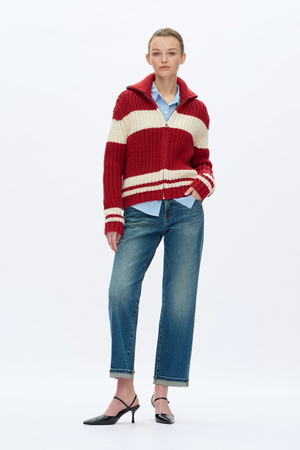 Mid Rise Straight Leg Jeans - Retro Medium Blue