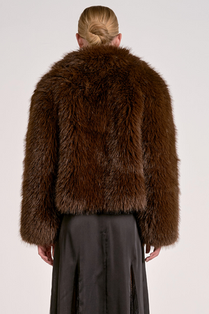 Cropped Fur Jacket - Chocolate
