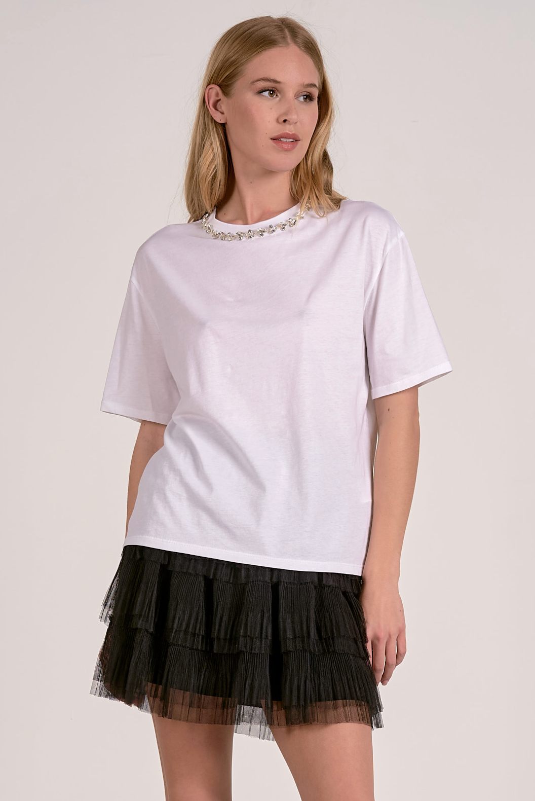 Embellished Tee - White