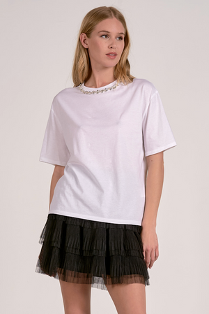 Embellished Tee - White
