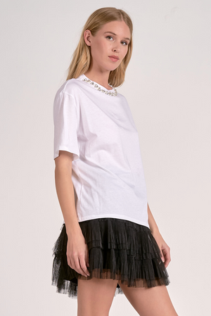 Embellished Tee - White