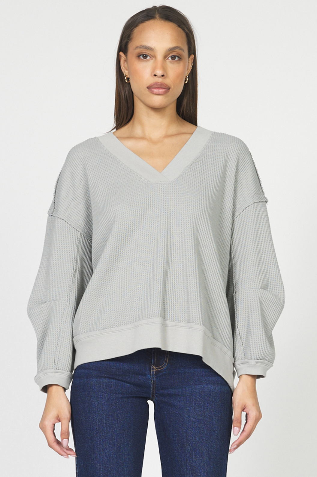 Martine V-Neck Sweater - Grey