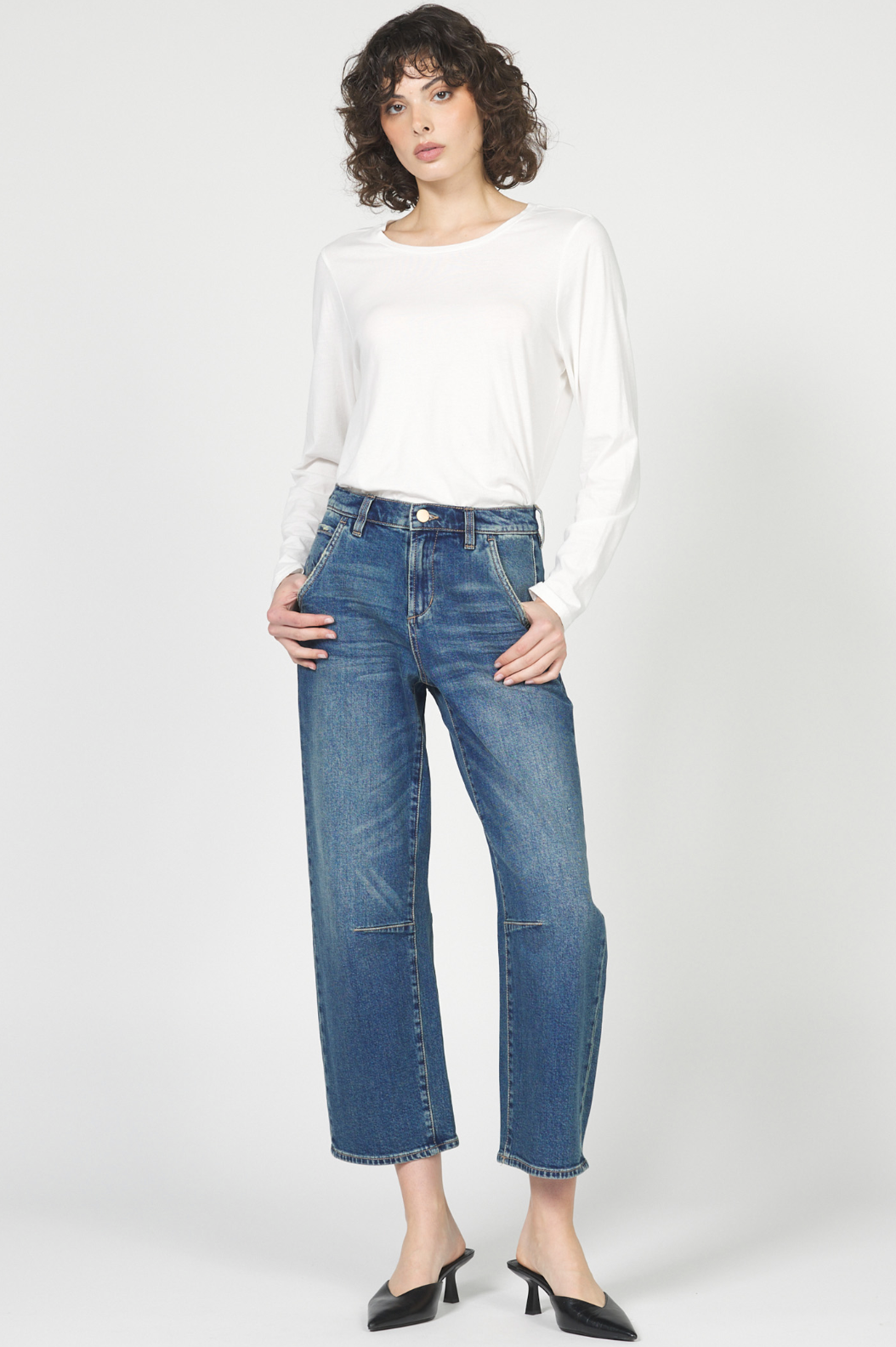 Lasso High Rise Cropped Pants - Blue Mix