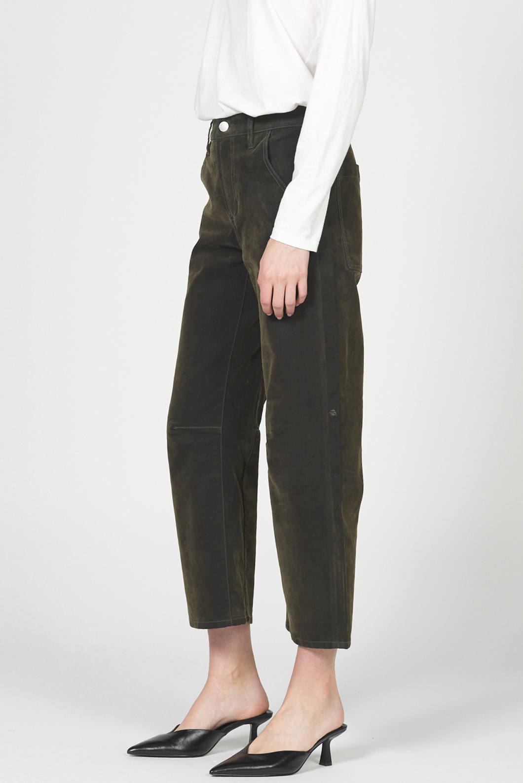 Lasso High Rise Cropped Pants - Olive