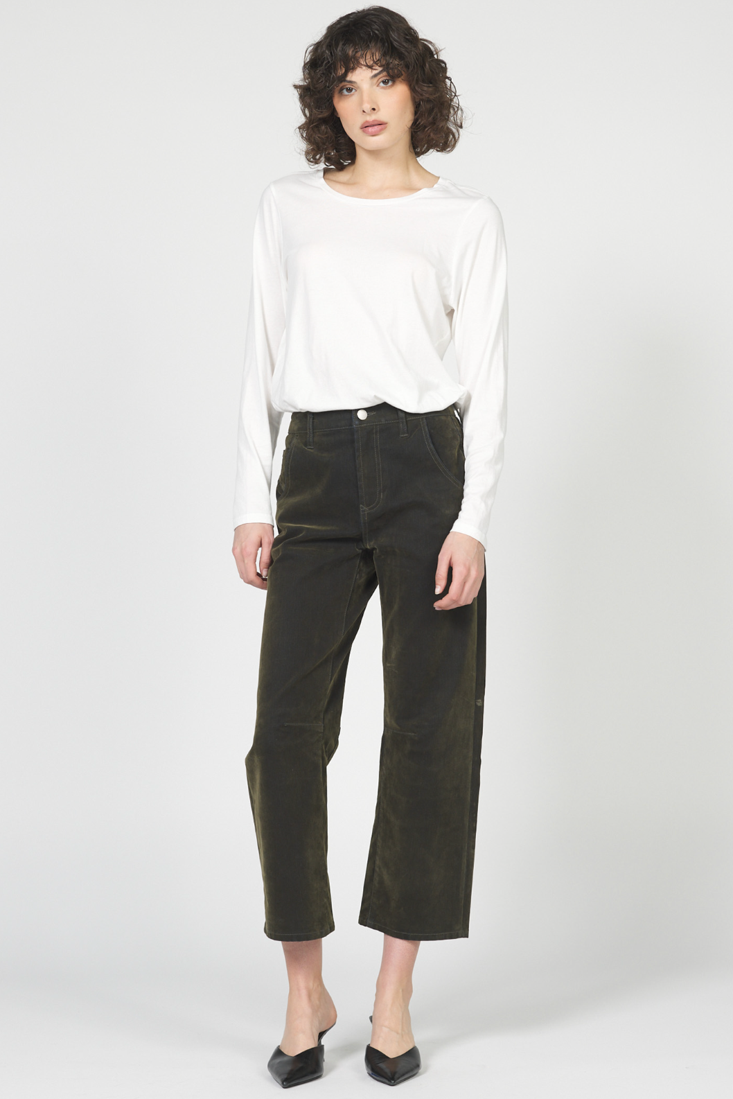 Lasso High Rise Cropped Pants - Olive