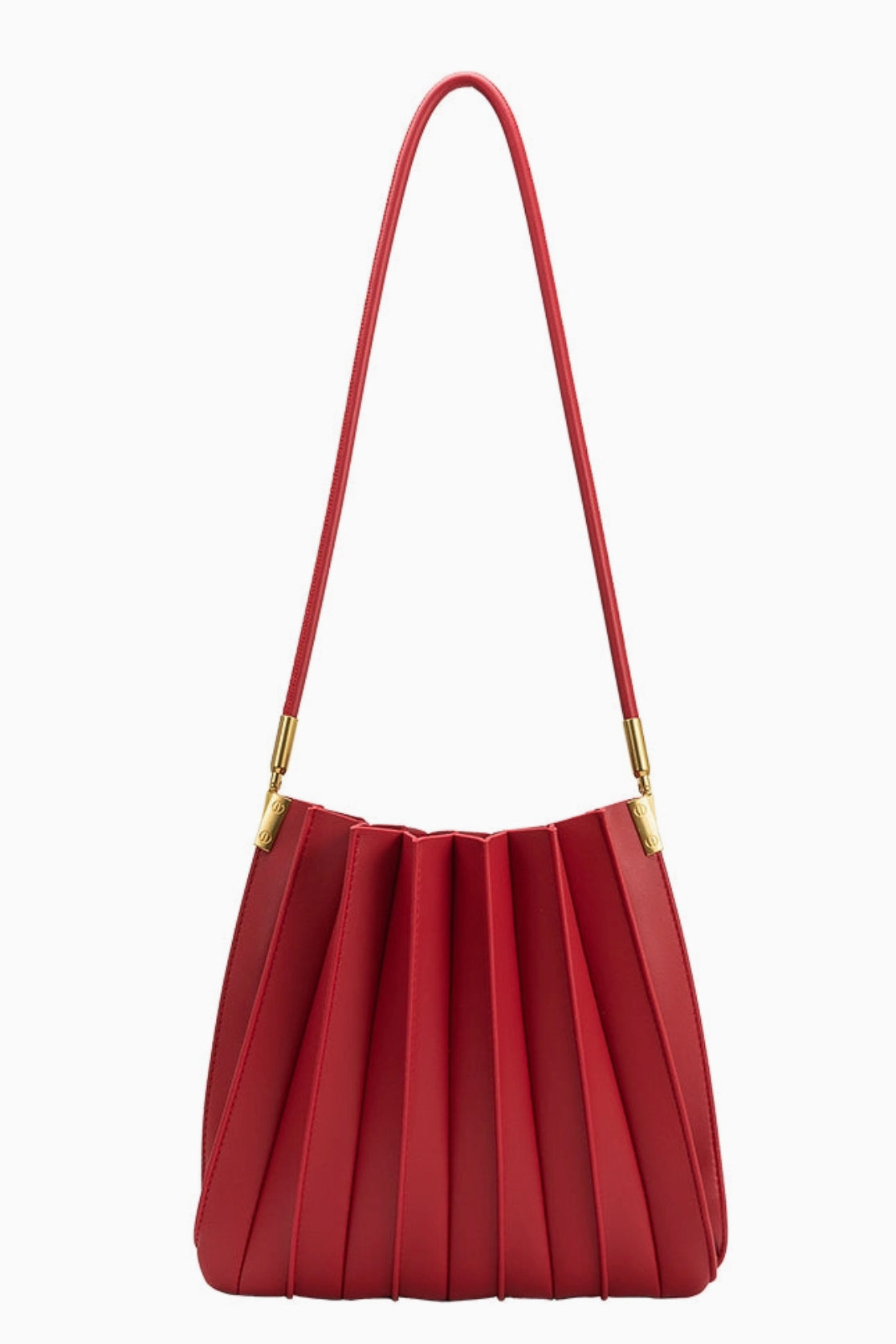 Melie Bianco - Carrie Pleated Shoulder Bag - Red