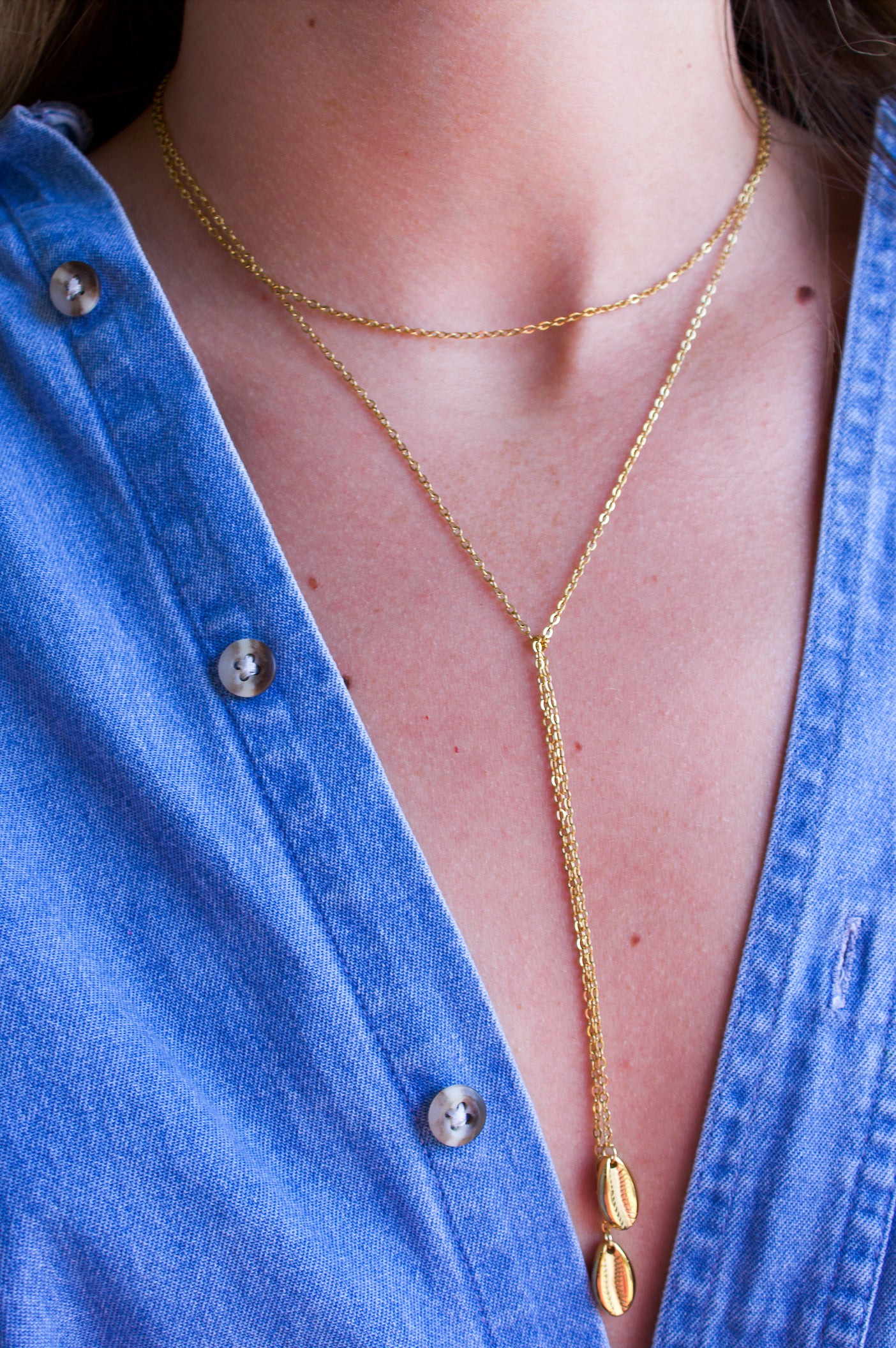18K Shell Lariat Necklace