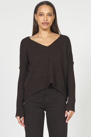 Clarette V-Neck Sweater - Chocolate