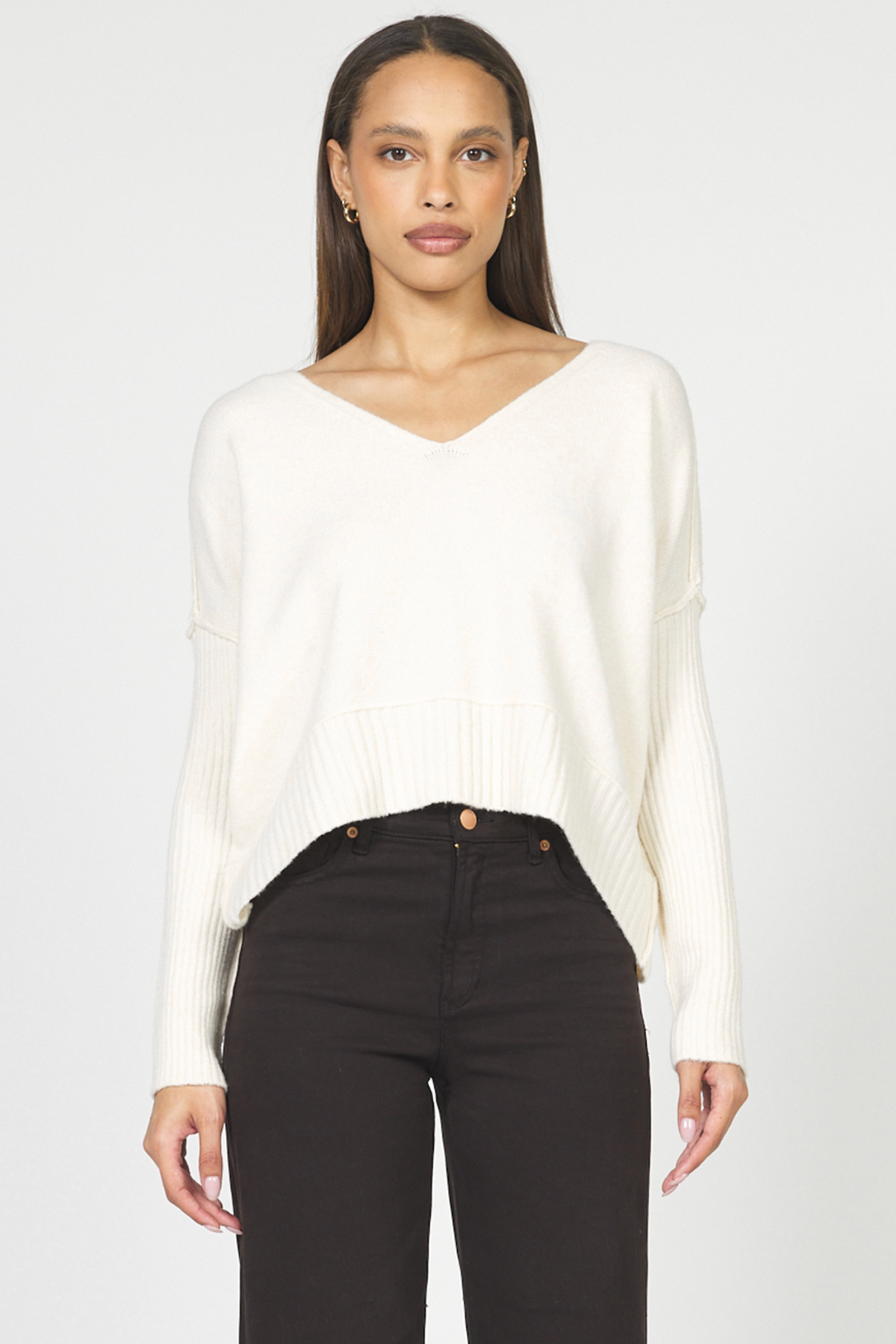 Clarette V-Neck Sweater - Cream