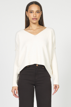 Clarette V-Neck Sweater - Cream