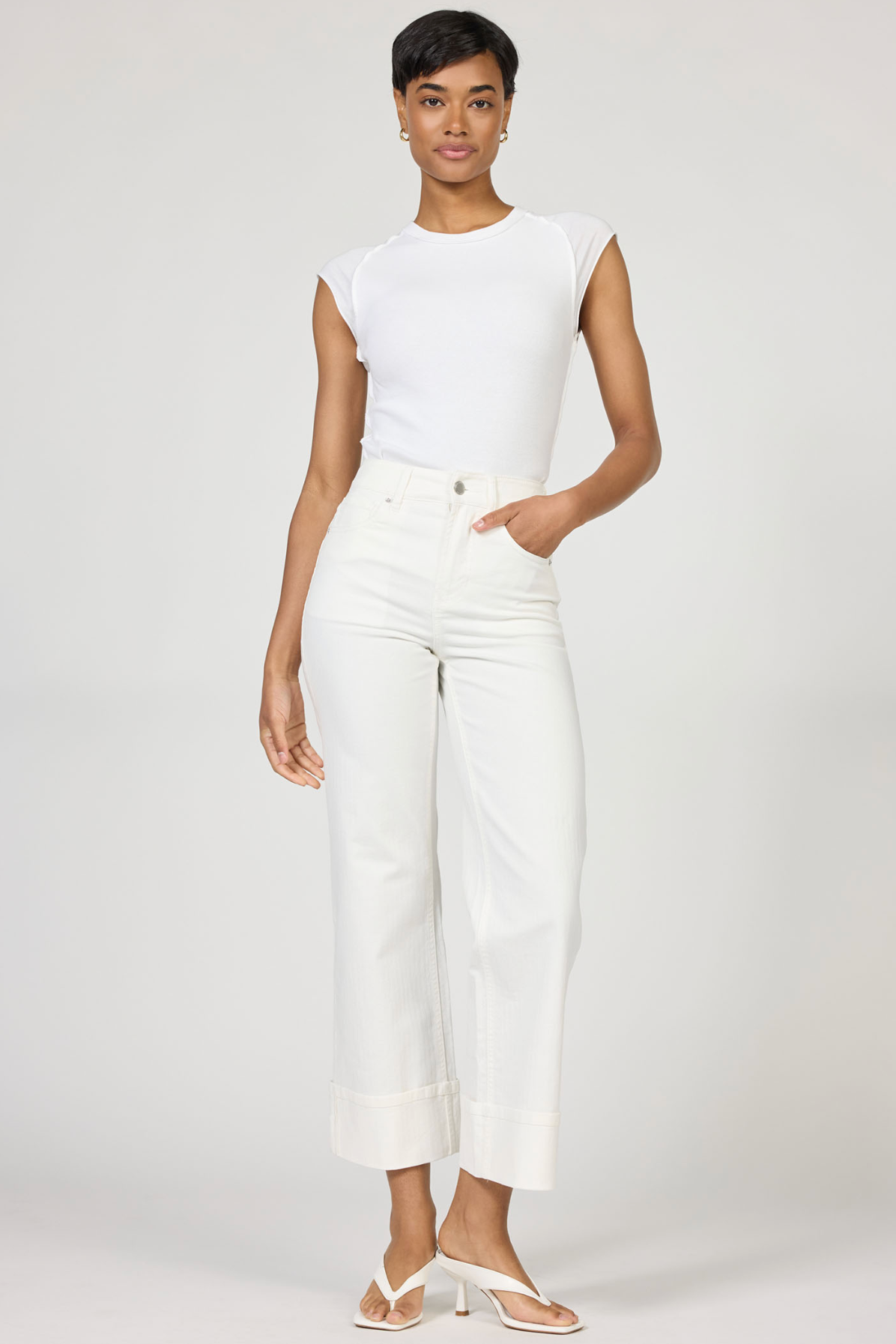 Holly High Rise Denim Jeans - Egret