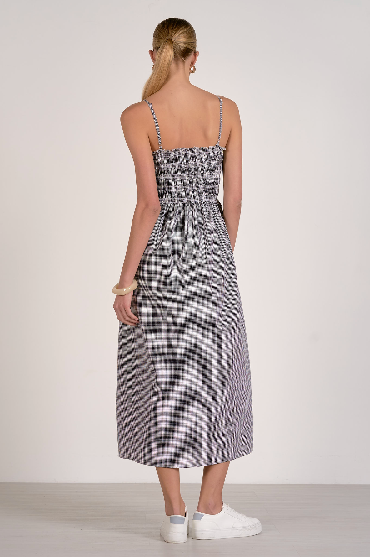 Jamie Midi Dress - Black Seersucker