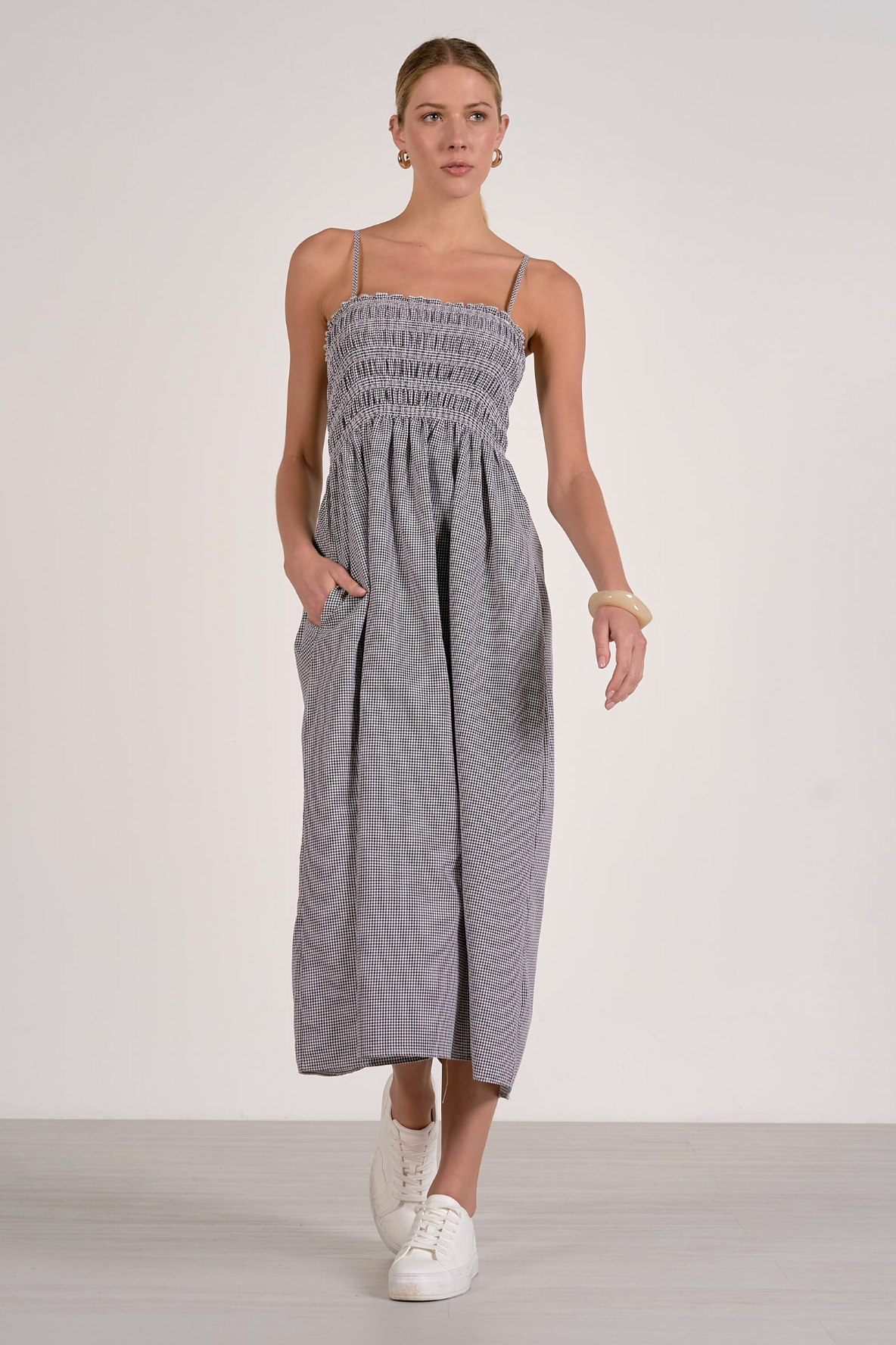 Jamie Midi Dress - Black Seersucker