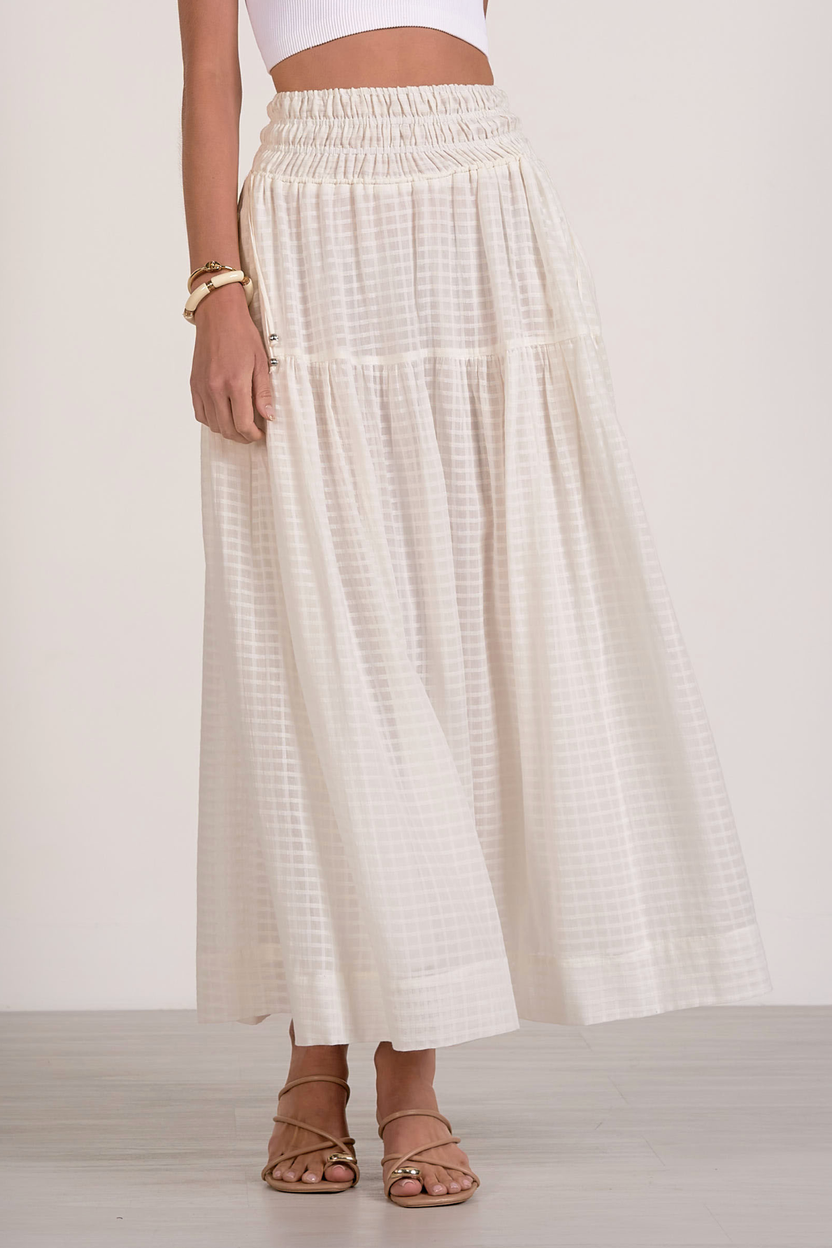 Linen Summer Maxi Skirt - White