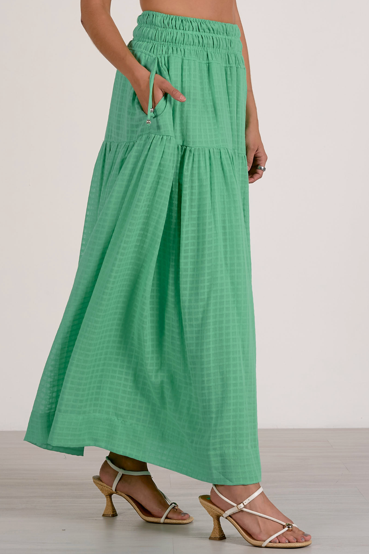 Linen Summer Maxi Skirt - Mint