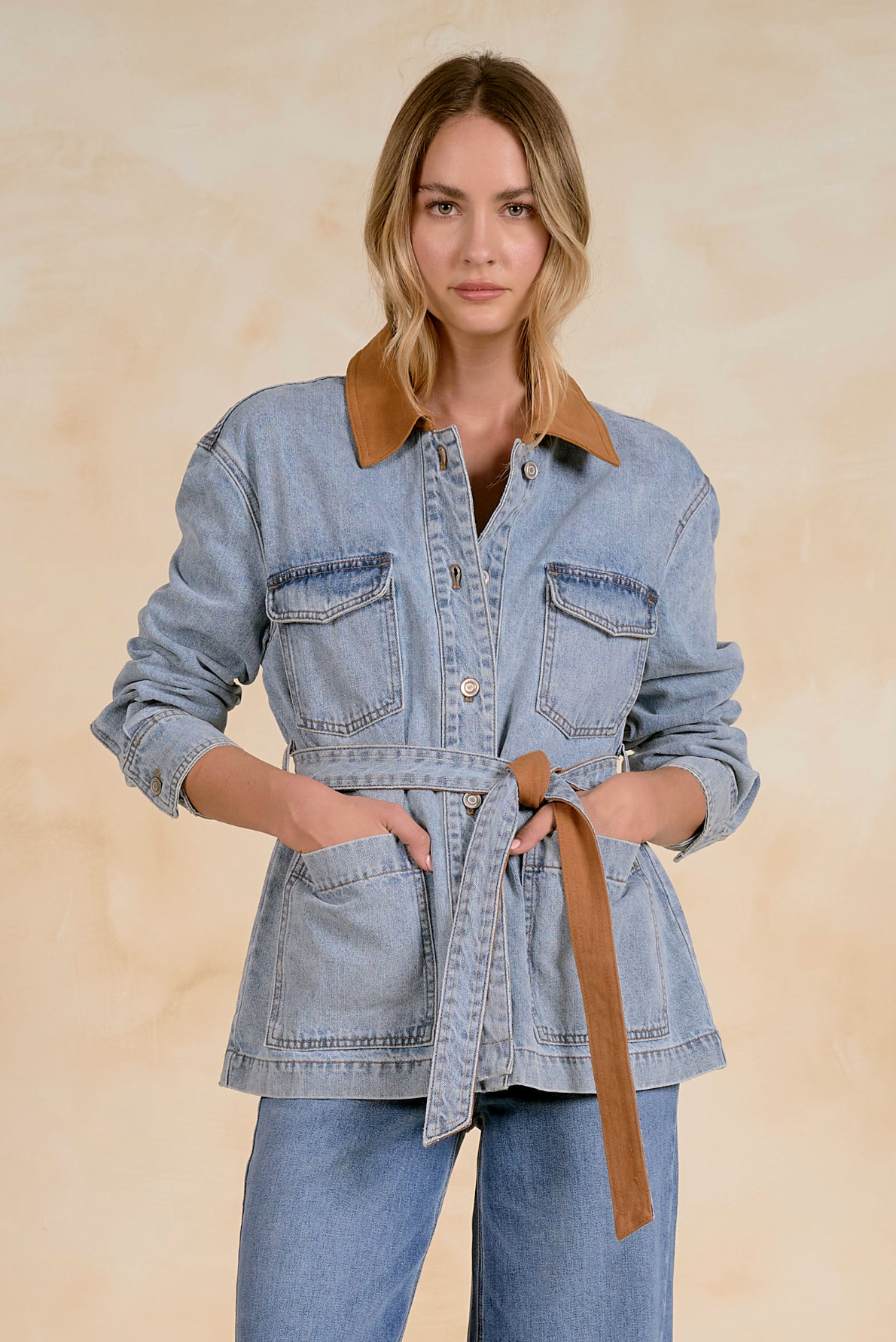 Denim Wrap Jacket - Denim Blue