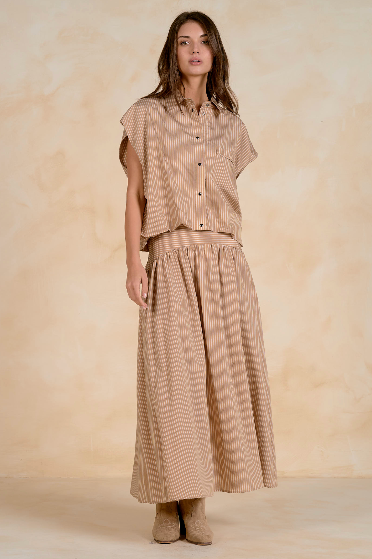 Claudia Maxi Skirt - Tan Stripe