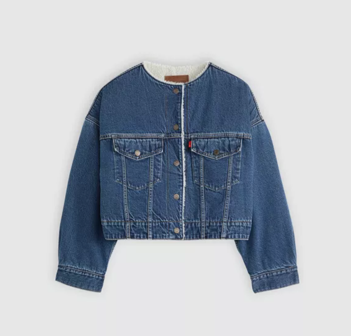 Levi's - Collarless Crop Sherpa Trucker Jacket - Rogue Rum