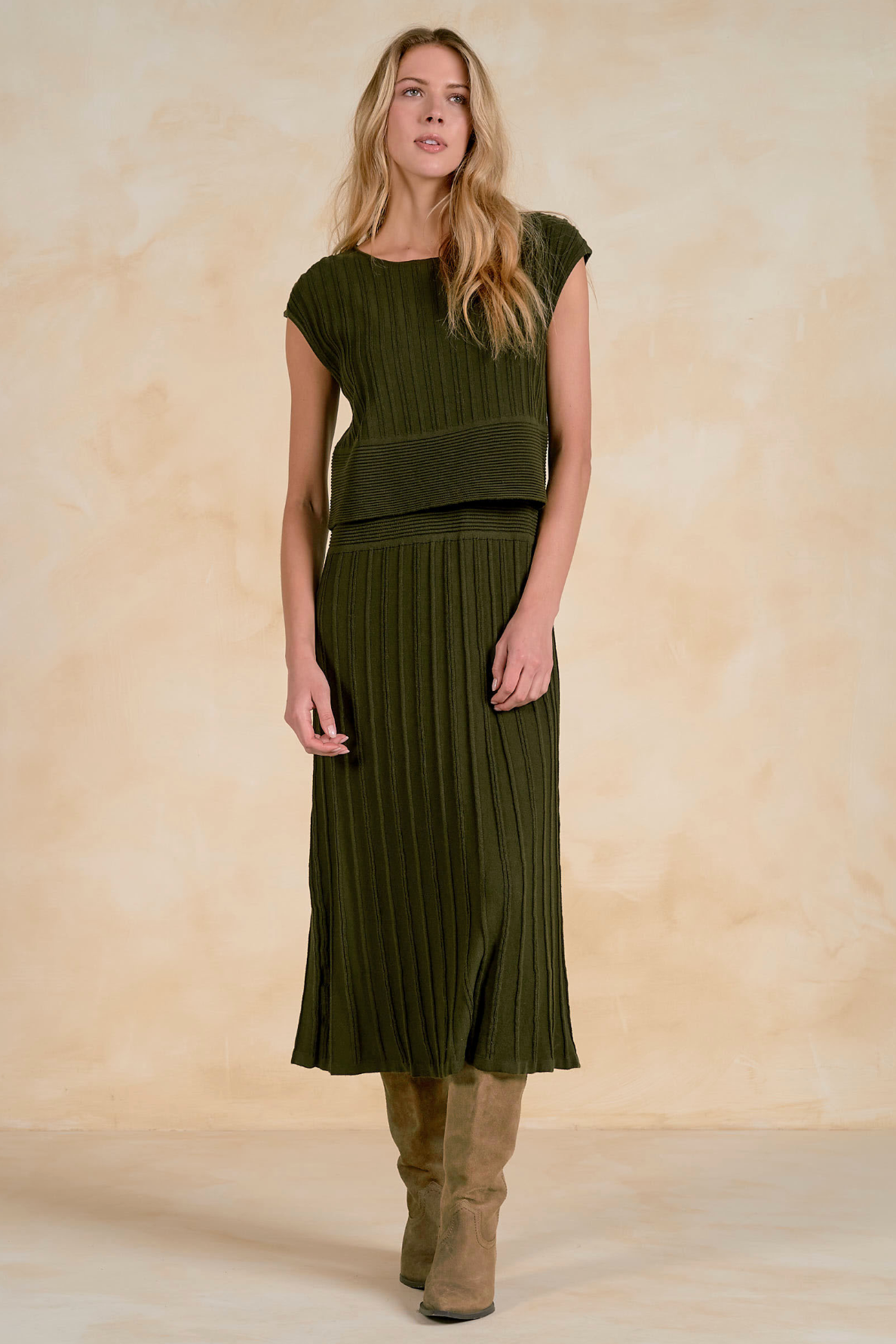 Amelia Knit Midi Dress - Olive