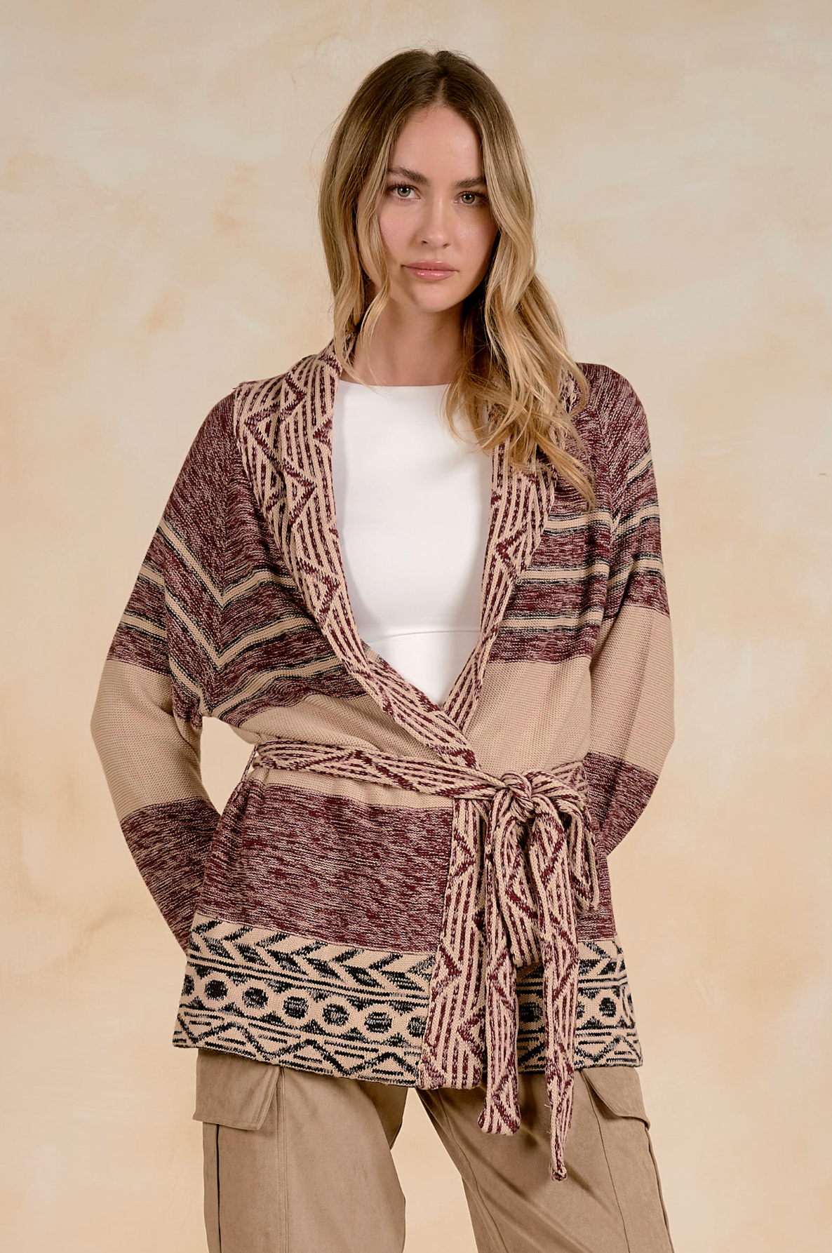 Chloe Wrap Sweater - Burgundy