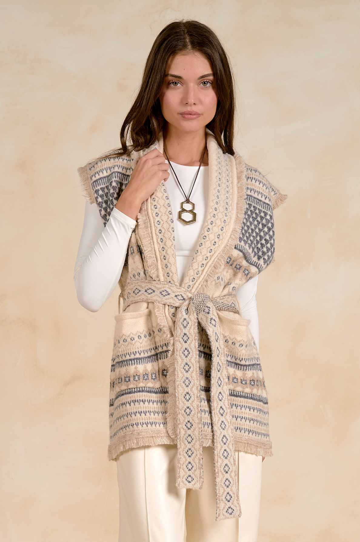 Belle Wrap Cardigan Vest - Off White