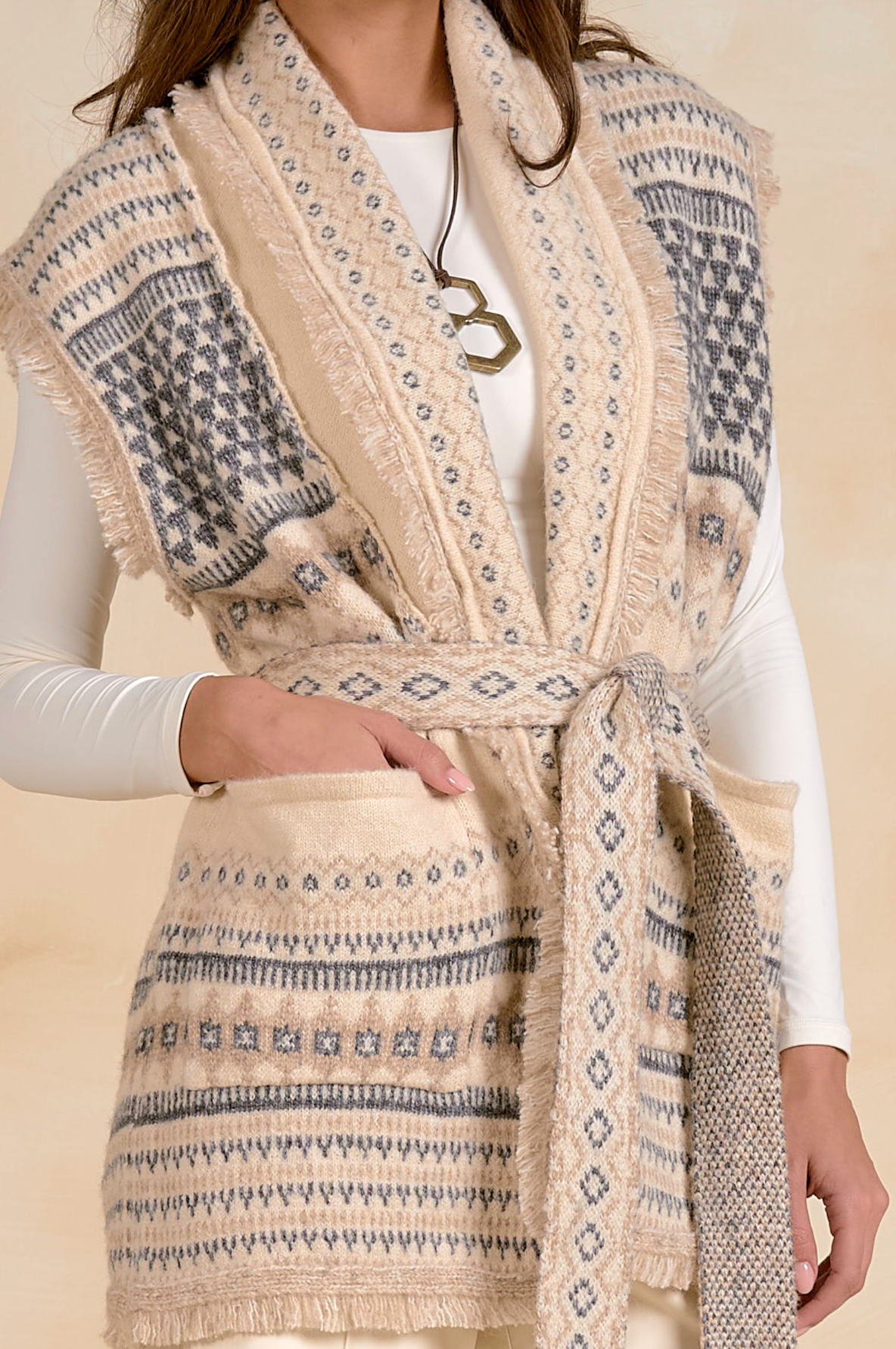 Belle Wrap Cardigan Vest - Off White