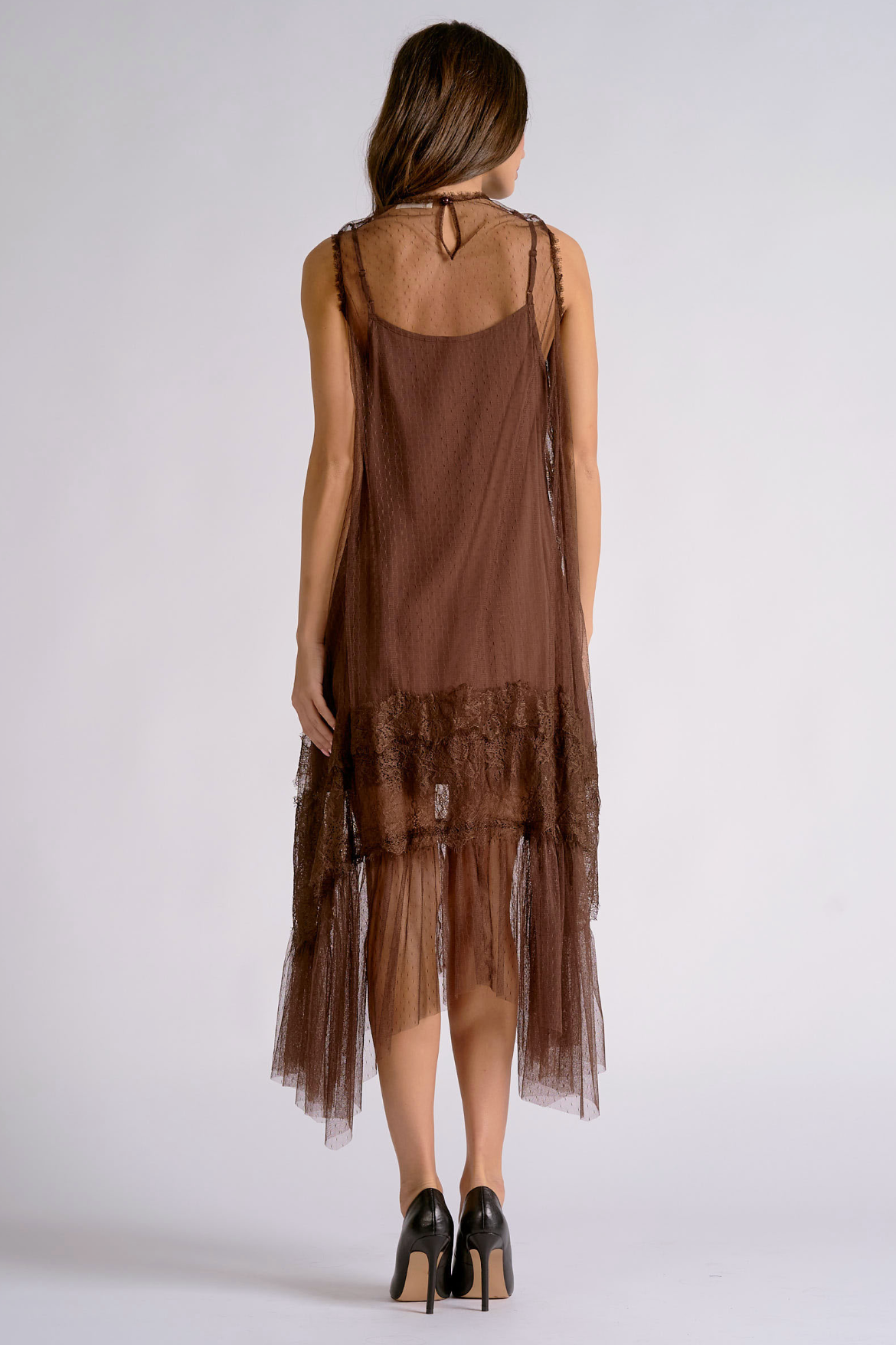 Dani Lace Midi Dress - Brown