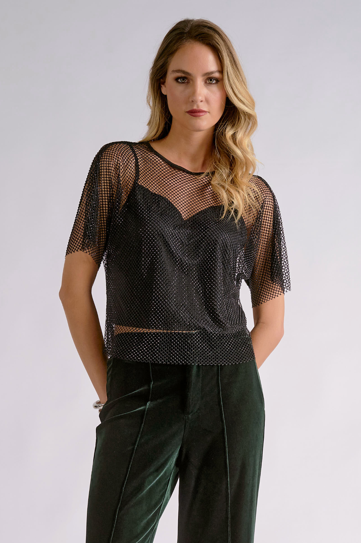 Sequin Layered Top - Black