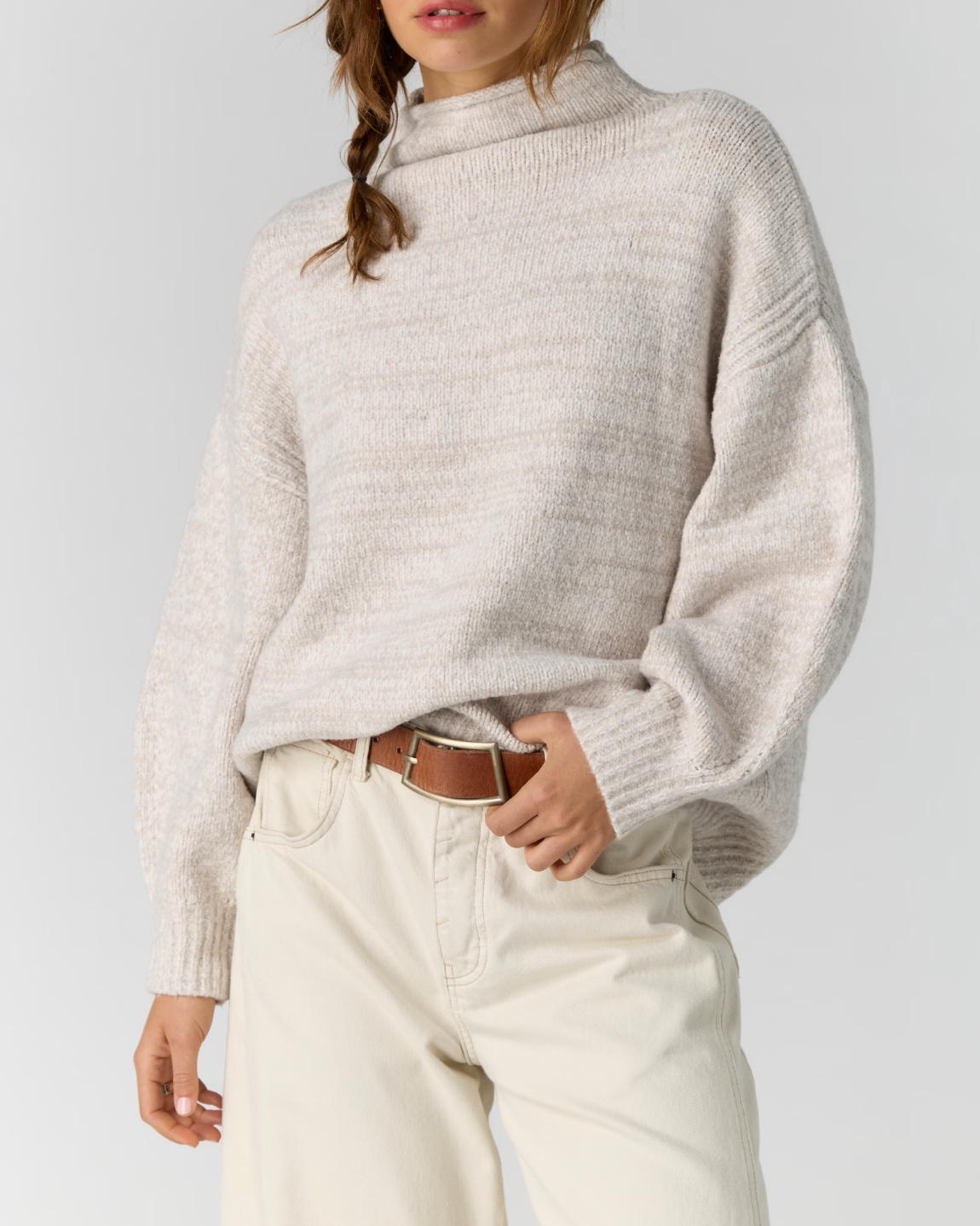 Free People - Beaumont Tunic Sweater - Feather Grey Melange