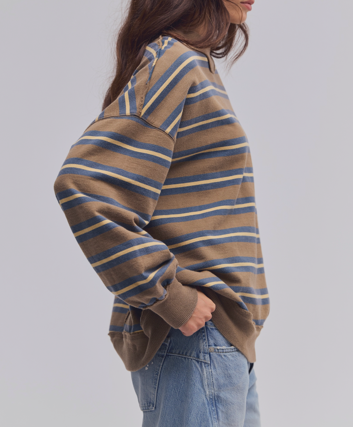 Free People - Palm Spring Striped Sweatshirt - Army Combo